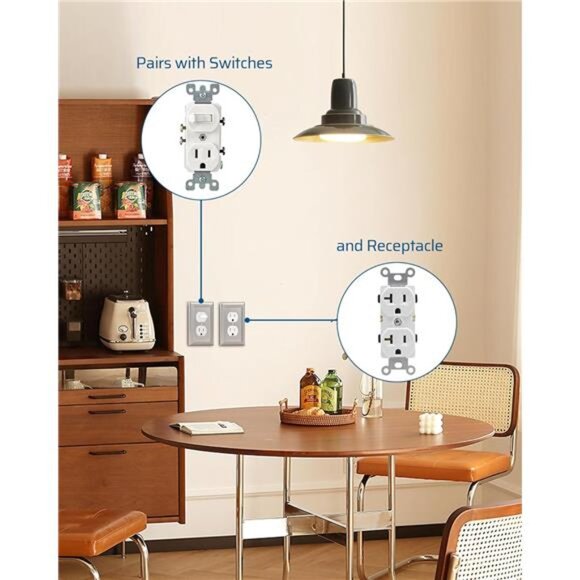 4-Pack Duplex Wall Plate, Metal Wall Outlet Cover for Receptacle, Light Switch - Picture 5 of 8